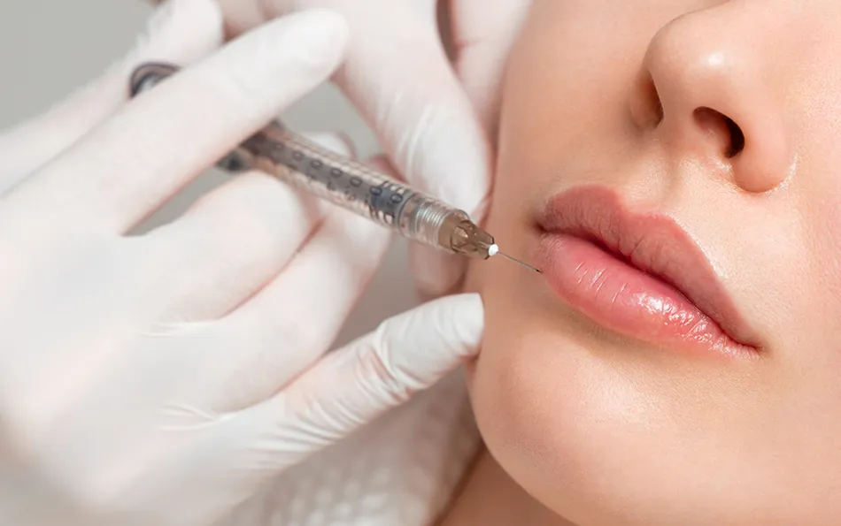 Nahaufnahme Lippenunterspritzung